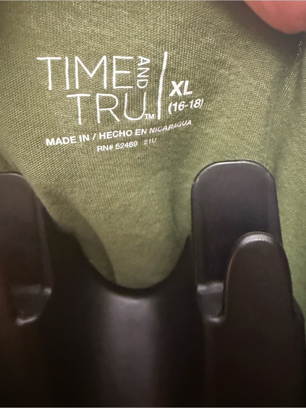Time and Tru Olive Green Long Sleeve Tee - Picture 3 of 3